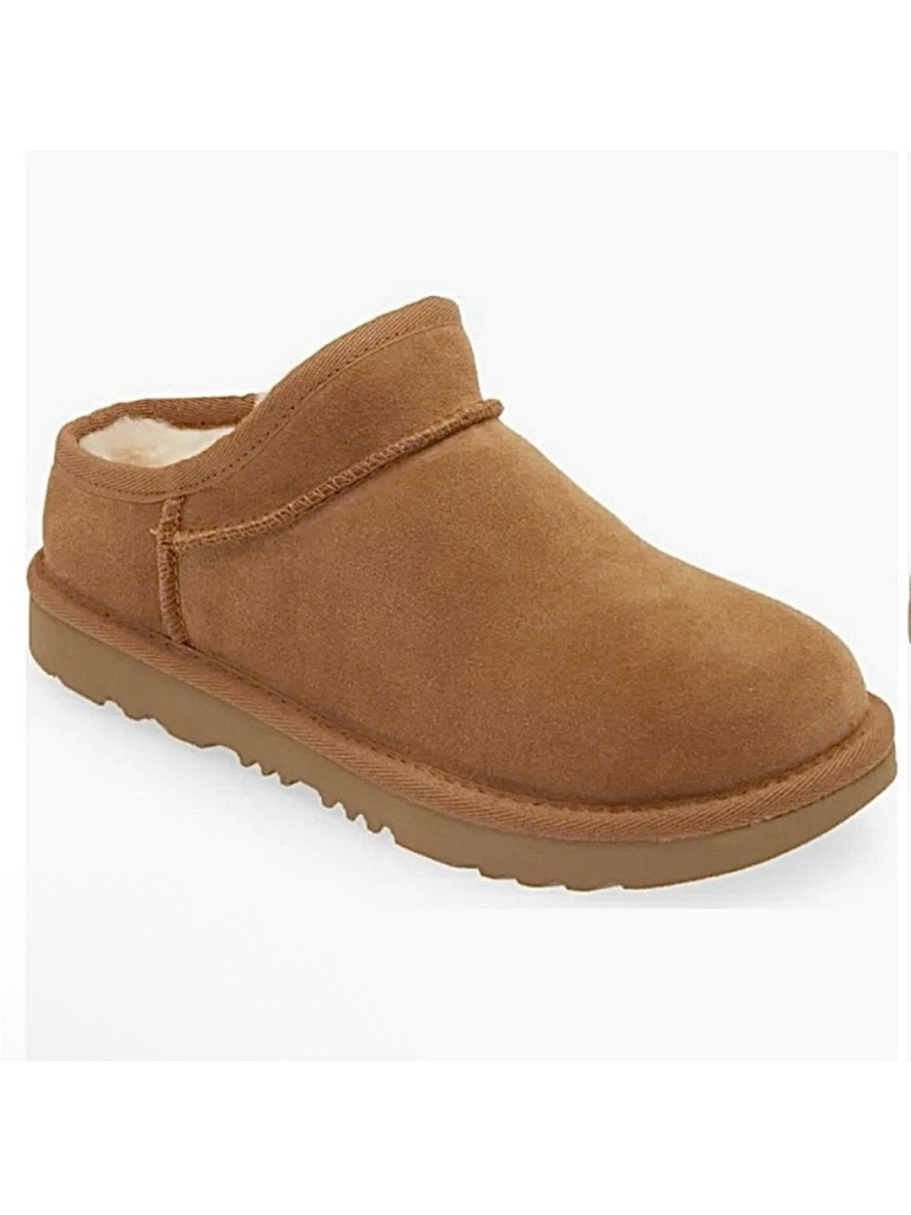 🆕- UGG Kids Chestnut Suede Shearling-Lined Slip-Ons. Size: 2